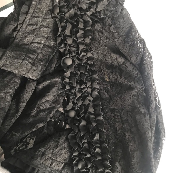 Red Coral Black Floral Lace Cardigan Sweater - Picture 13 of 15